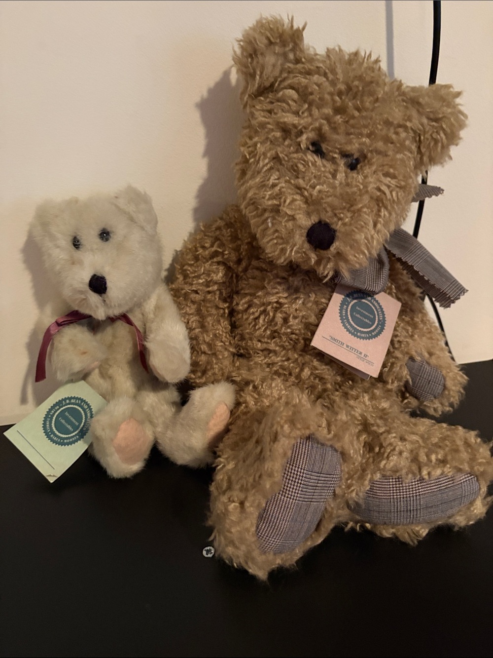 Boyds Bears Plush Pair in Brown and Cream with Ribbon Accents